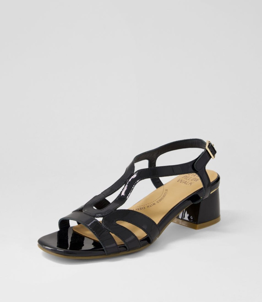 ZIERA Caracas W Black Patent Leather Sandals | Heels