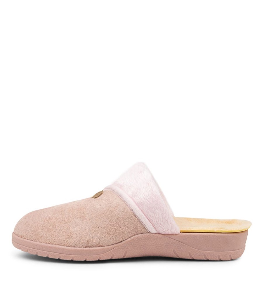 ZIERA Comfy W Pale Pink Microsuede Slippers | Comfort