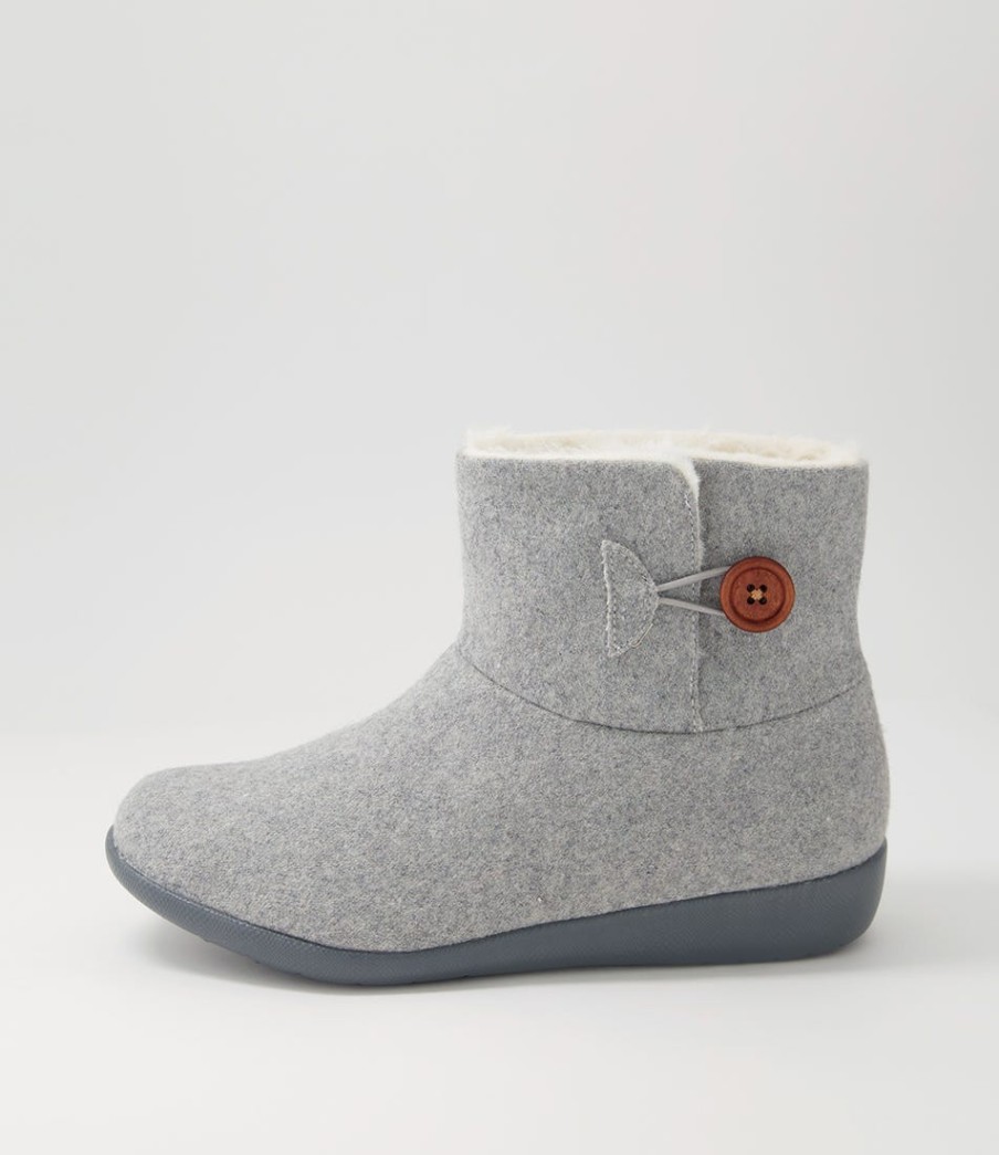 ZIERA Frilla Xw Grey Beige Fur Fabric Slippers | Boots