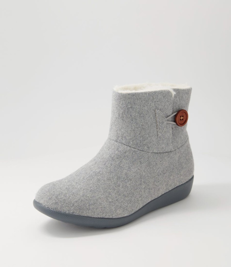 ZIERA Frilla Xw Grey Beige Fur Fabric Slippers | Boots