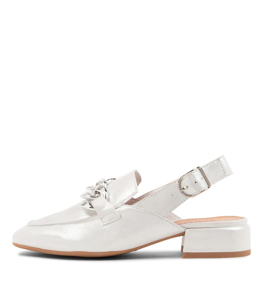 DJANGO & JULIETTE Vabor White Powder Leather Heels | Loafers