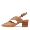 DJANGO & JULIETTE Bubba Dark Tan Leather Sandals | Heels