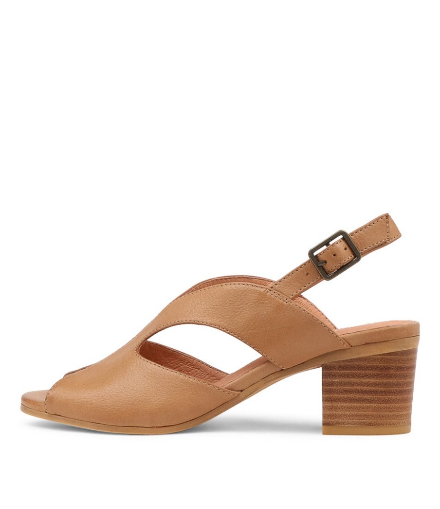 DJANGO & JULIETTE Bubba Dark Tan Leather Sandals | Heels