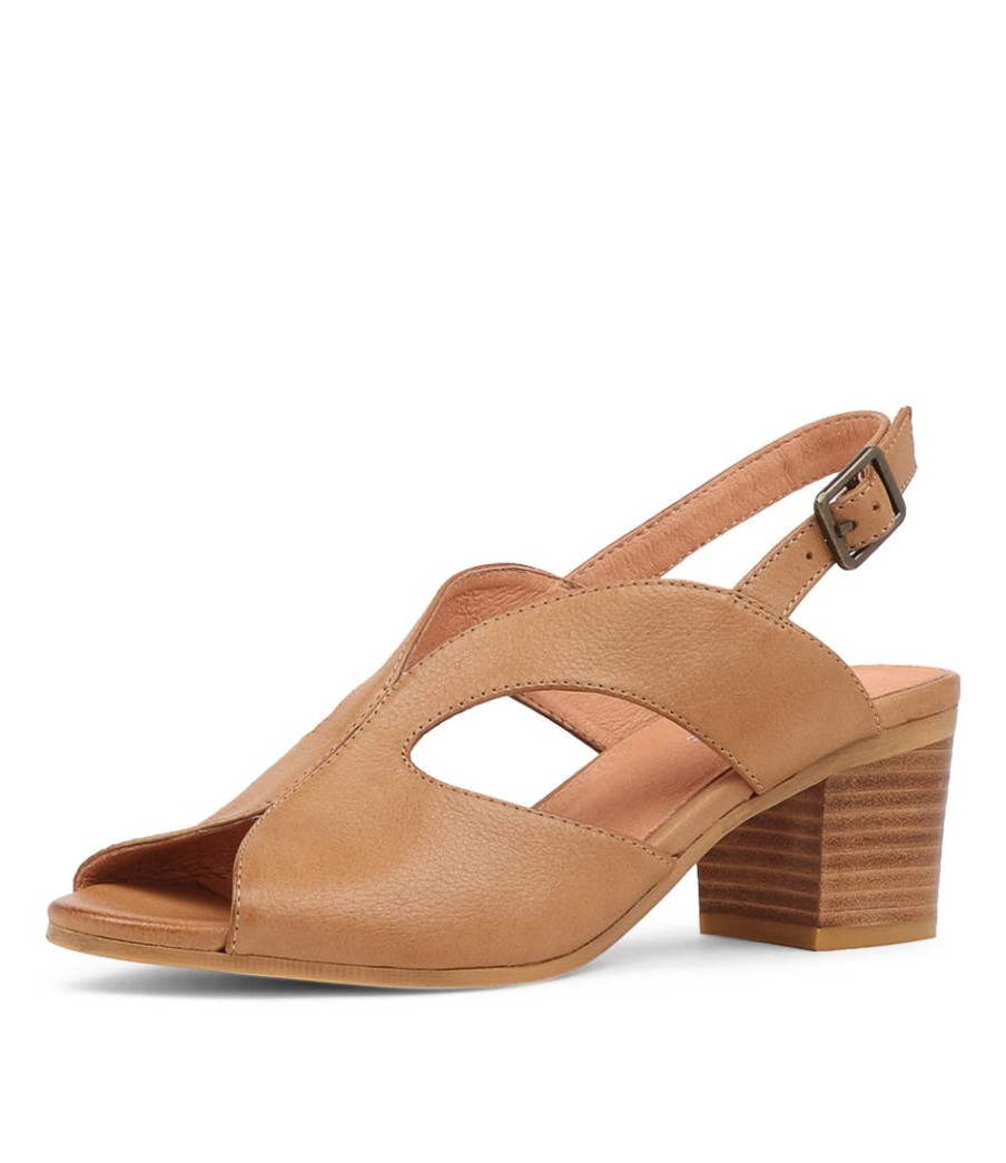 DJANGO & JULIETTE Bubba Dark Tan Leather Sandals | Heels