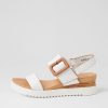 DJANGO & JULIETTE Albany White Tan Leather Sandals | Wedges