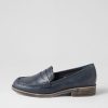 DJANGO & JULIETTE Messina Navy Leather Loafers | Loafers