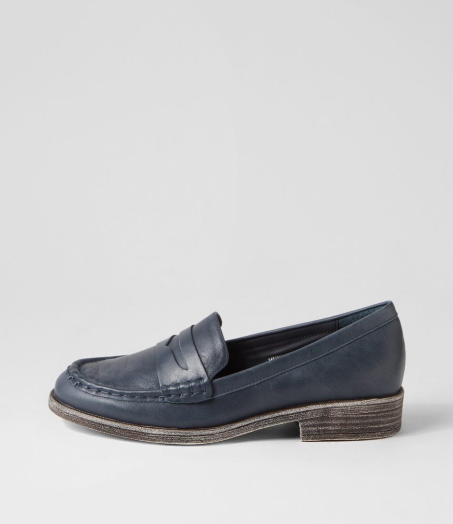 DJANGO & JULIETTE Messina Navy Leather Loafers | Loafers