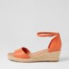 DJANGO & JULIETTE Skip Bright Orange Natural Rope Leather Espadrilles | Espadrilles