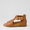 ZIERA Jeskie W Tan Leather Sandals | Flats