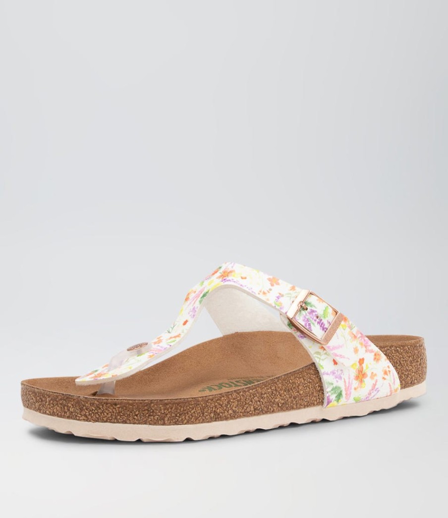 BIRKENSTOCK Gizeh Vegan Rose Multi Birkoflor Slides | Comfort