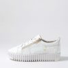 DJANGO & JULIETTE Bump White Gold Flower Leather Sneakers | Sneakers