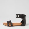 DJANGO & JULIETTE Jubu Black Leather Sandals | Flats