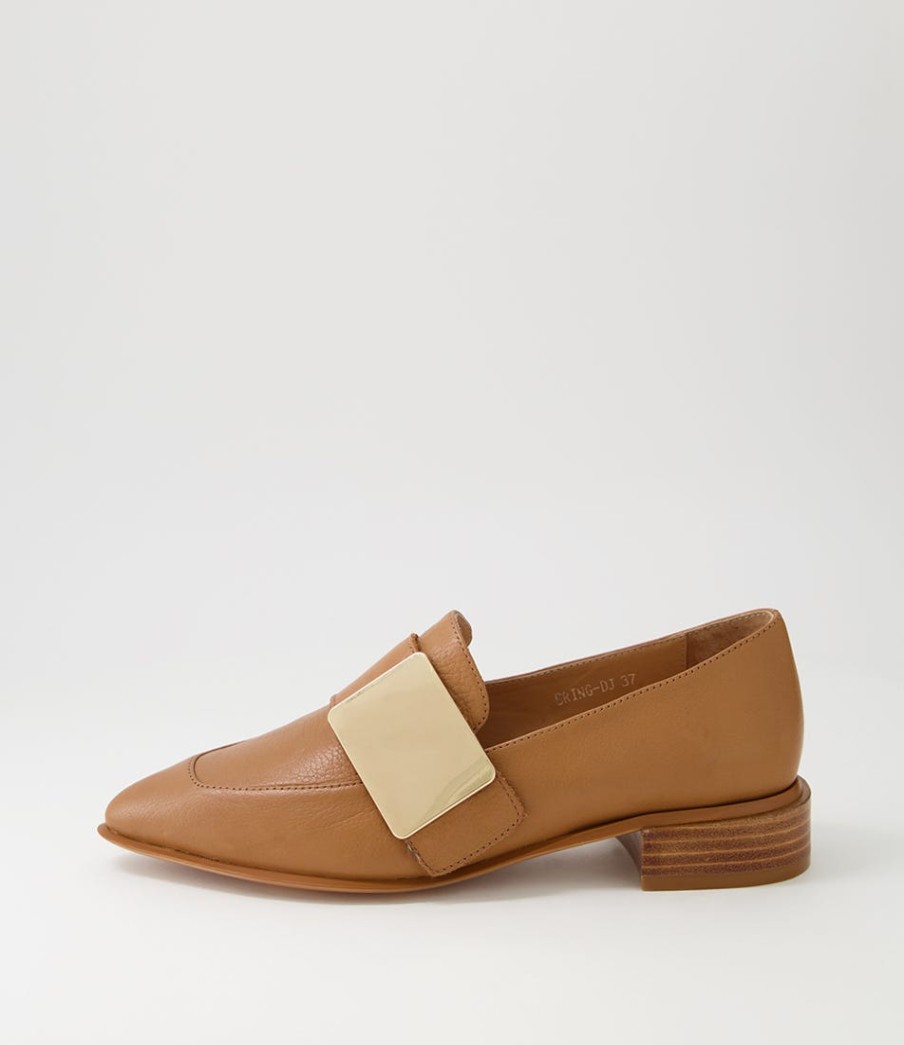 DJANGO & JULIETTE Ering Dark Tan Gold Leather Loafers | Loafers