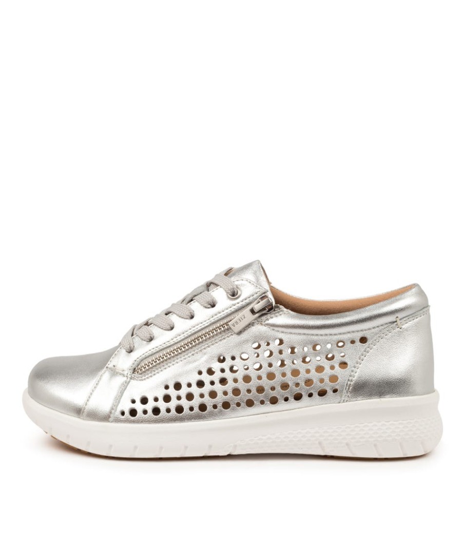 ZIERA Shovo Xf Silver Leather | Wedges