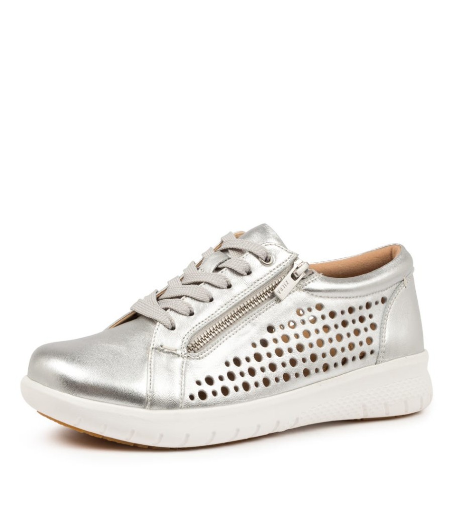 ZIERA Shovo Xf Silver Leather | Wedges