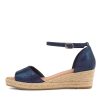 DJANGO & JULIETTE Skip Navy Speckle Leather Sandals | Espadrilles