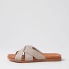 DIANA FERRARI Dallas Light Taupe Leather Slides | Flats