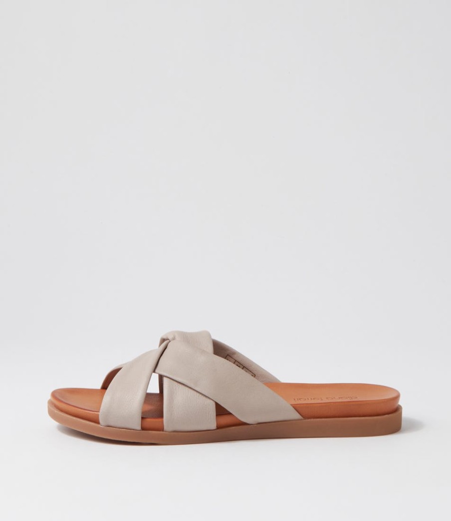 DIANA FERRARI Dallas Light Taupe Leather Slides | Flats