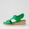 DJANGO & JULIETTE Ippa Bright Emerald Leather Sandals | Wedges