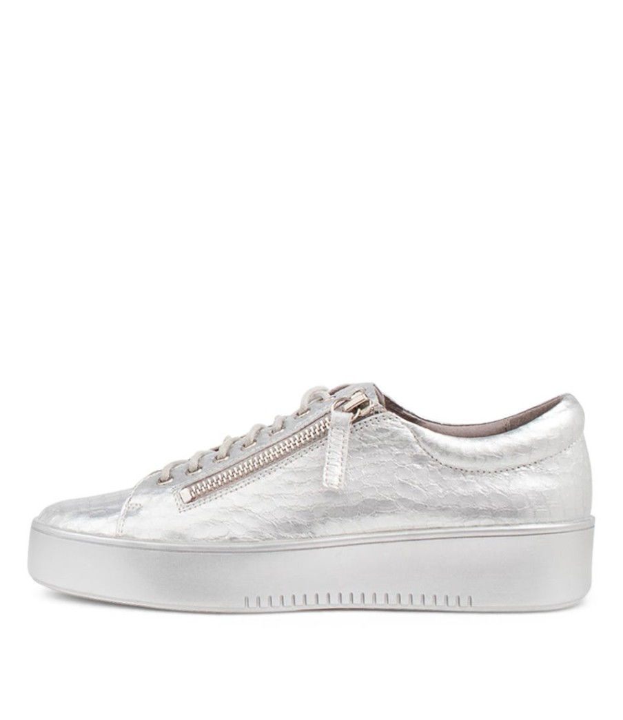 DJANGO & JULIETTE Laila Silver Leather Sneakers | Sneakers