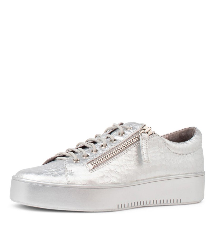 DJANGO & JULIETTE Laila Silver Leather Sneakers | Sneakers