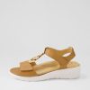 ZIERA Navvon Xw Dark Tan Leather Sandals | Heels