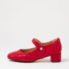 ZIERA Kitty W Red Sparkle Suede Mary Jane Heels | Heels