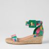 DJANGO & JULIETTE Sprout Emerald Flowermania Leather Sandals | Espadrilles