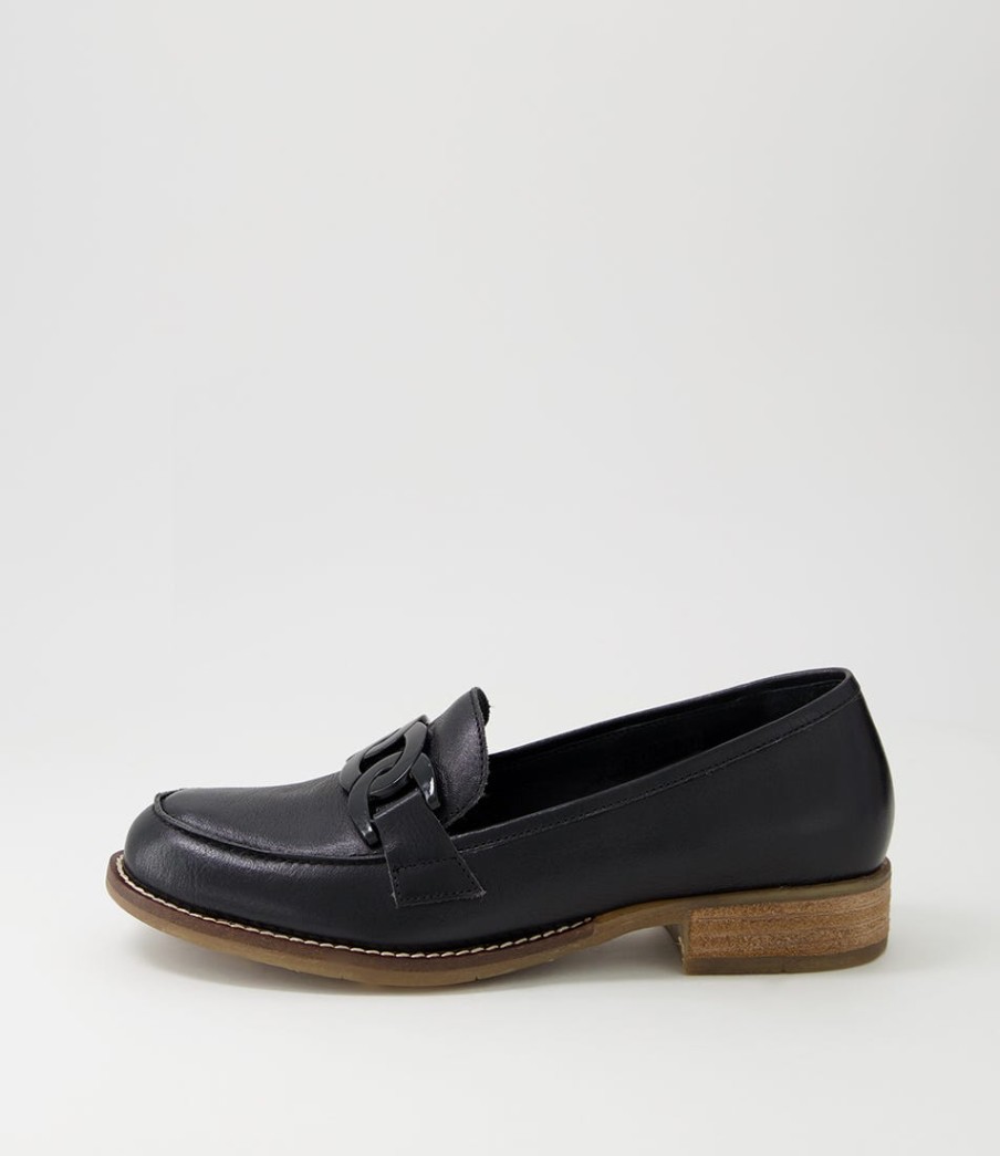 DJANGO & JULIETTE Corina Black Leather Loafers | Loafers