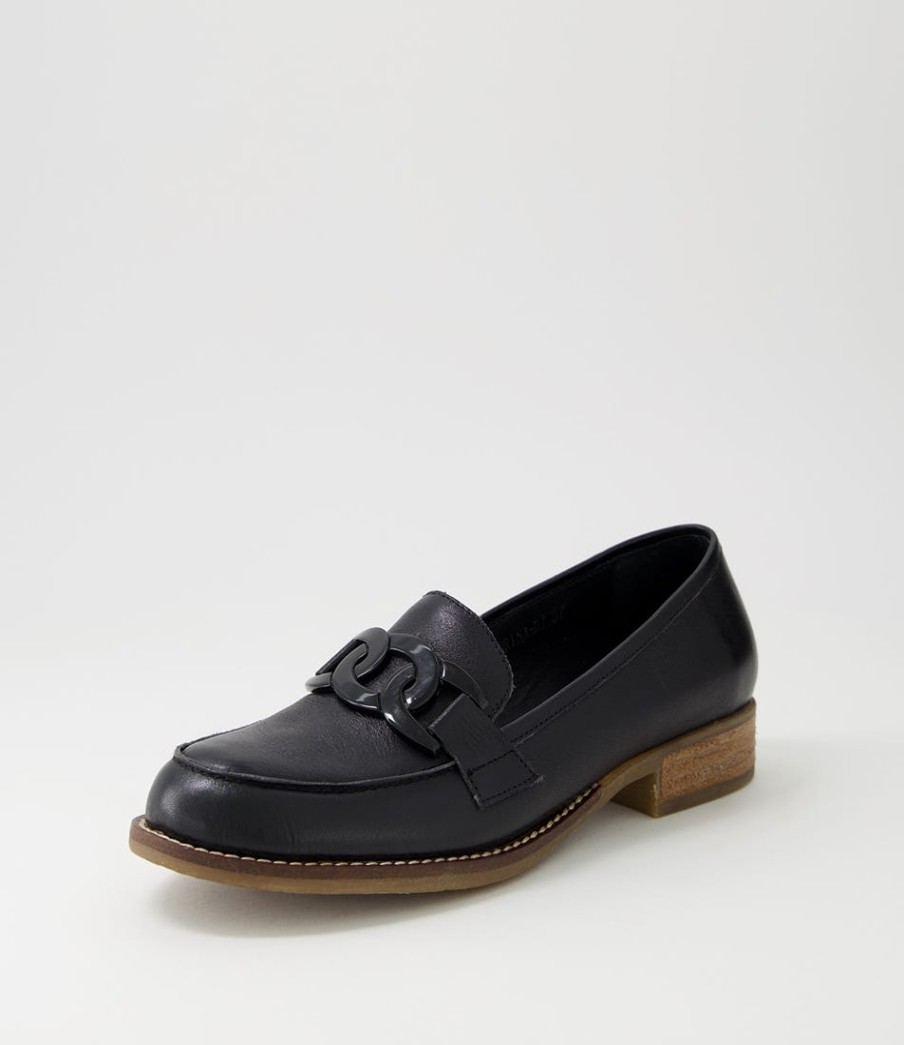 DJANGO & JULIETTE Corina Black Leather Loafers | Loafers