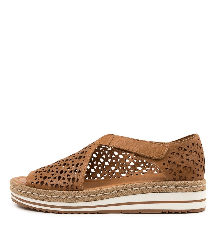 DJANGO & JULIETTE Alkiet Lrg Dk Tan Leather | Espadrilles