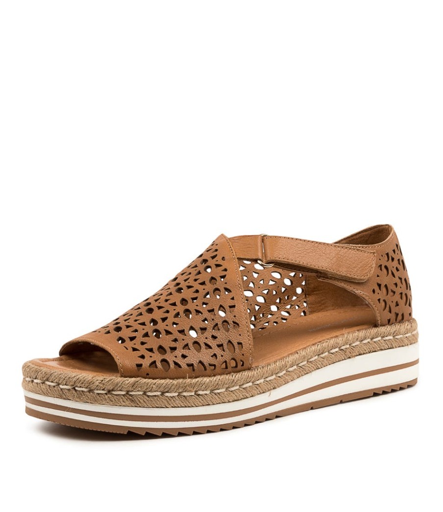 DJANGO & JULIETTE Alkiet Lrg Dk Tan Leather | Espadrilles