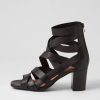 DJANGO & JULIETTE Paltic Black Leather Sandals | Heels