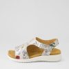 ZIERA Basma Xw White Fields Leather Sandals | Wedges