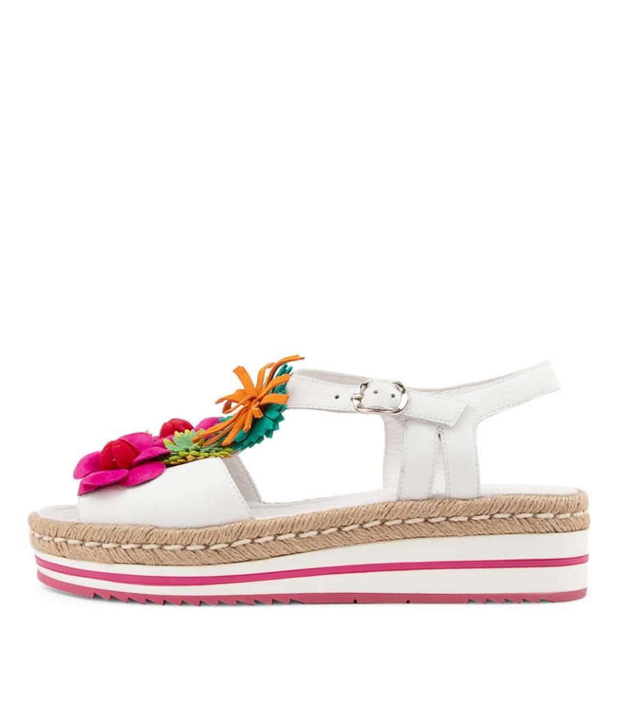 DJANGO & JULIETTE Abela White Multi Leather Sandals | Espadrilles