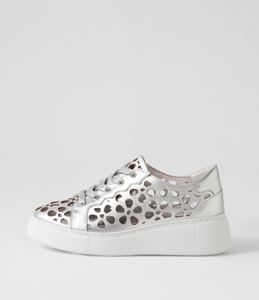 DJANGO & JULIETTE Yarry Silver White Leather Sneakers | Sneakers