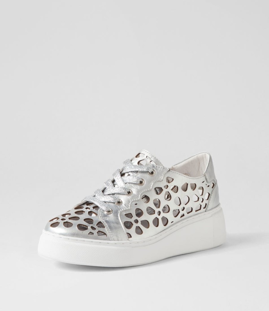 DJANGO & JULIETTE Yarry Silver White Leather Sneakers | Sneakers