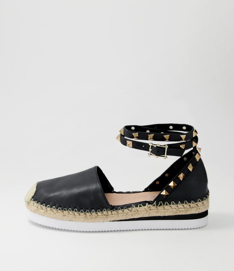 TOP END Wiela Black Leather Espadrilles | Espadrilles