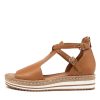 DJANGO & JULIETTE Alexys Lrg Dk Tan Leather | Espadrilles