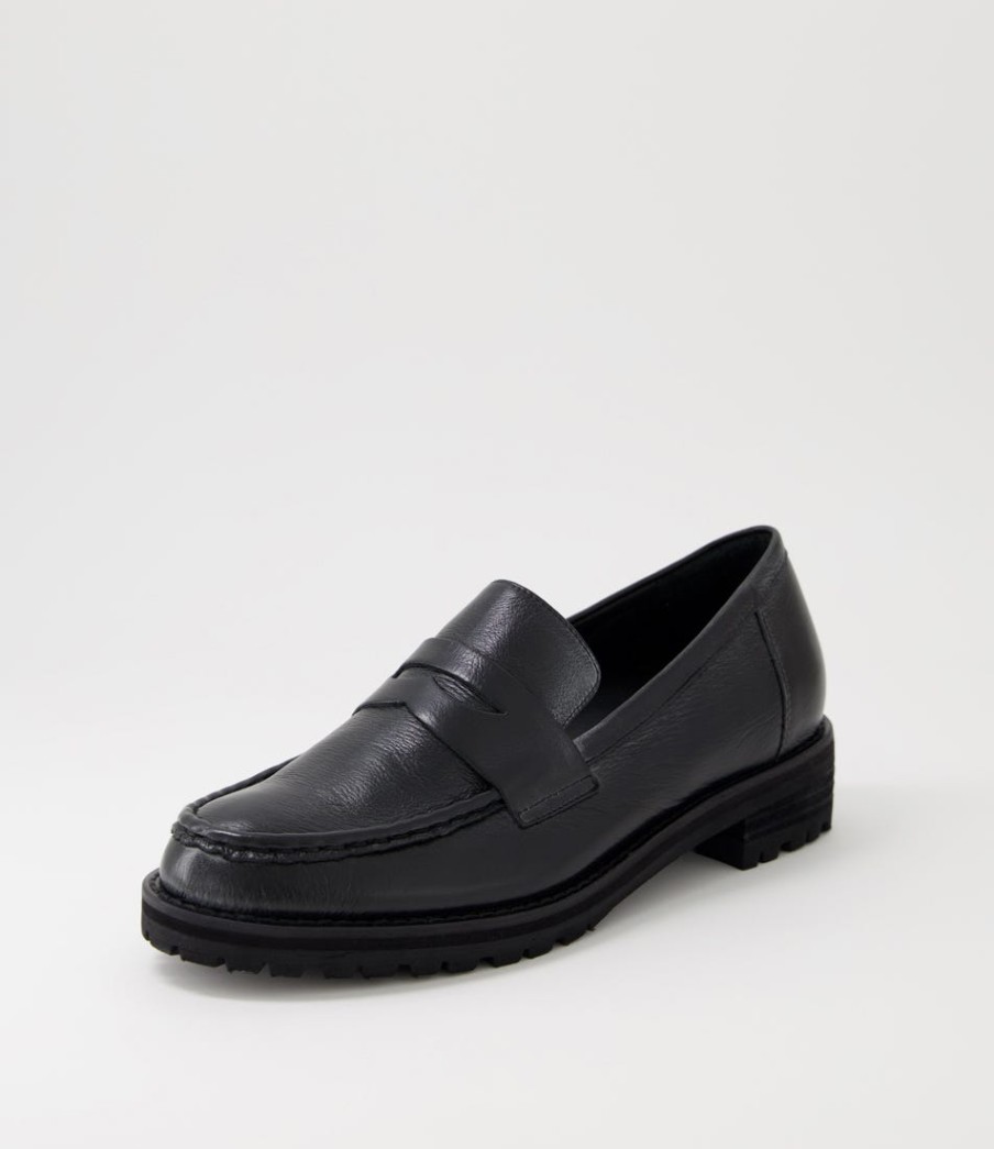 ZIERA Metters W Black Leather Loafers | Loafers