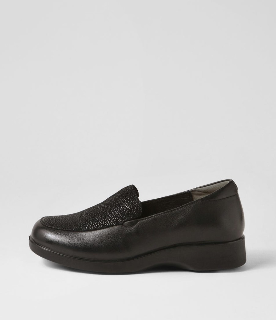 SUPERSOFT Nature2 Black Lizard Leather Suede Loafers | Loafers