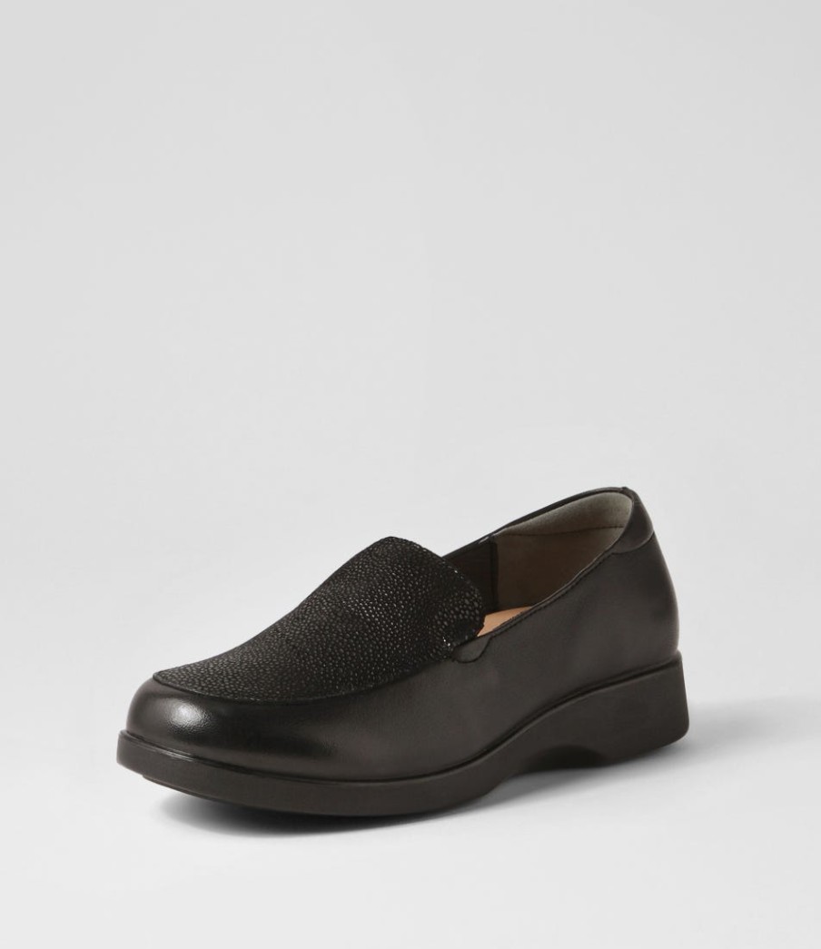 SUPERSOFT Nature2 Black Lizard Leather Suede Loafers | Loafers