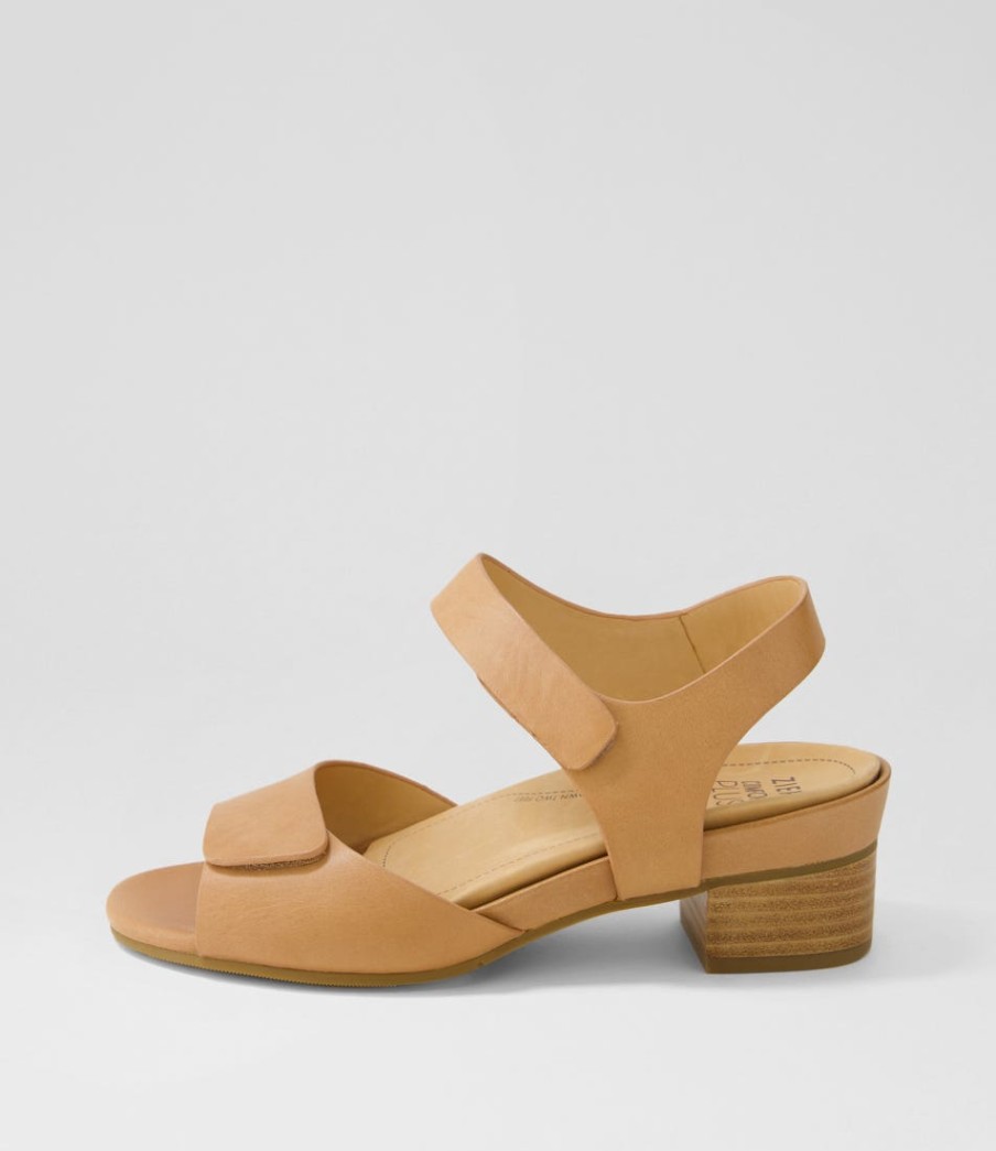 ZIERA Ava Xw Cappuccino Leather Sandals | Heels