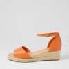 DJANGO & JULIETTE Skip Lrg Orange Natural Rope Leather Espadrilles | Espadrilles