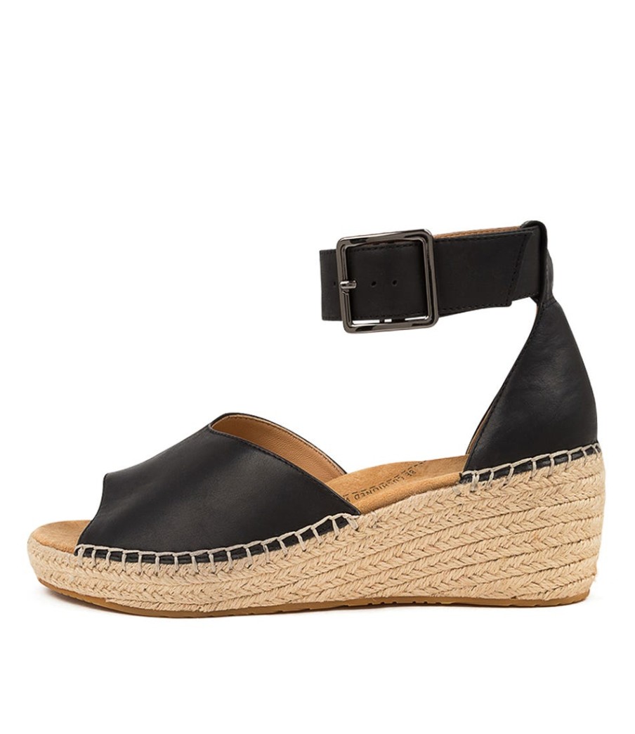 ZIERA Koen Xw Black Leather | Espadrilles