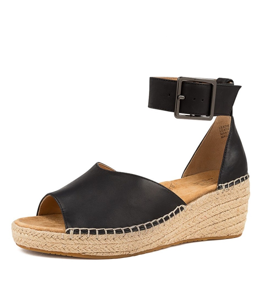 ZIERA Koen Xw Black Leather | Espadrilles