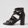 DJANGO & JULIETTE Sadals Black Leather Sandals | Heels