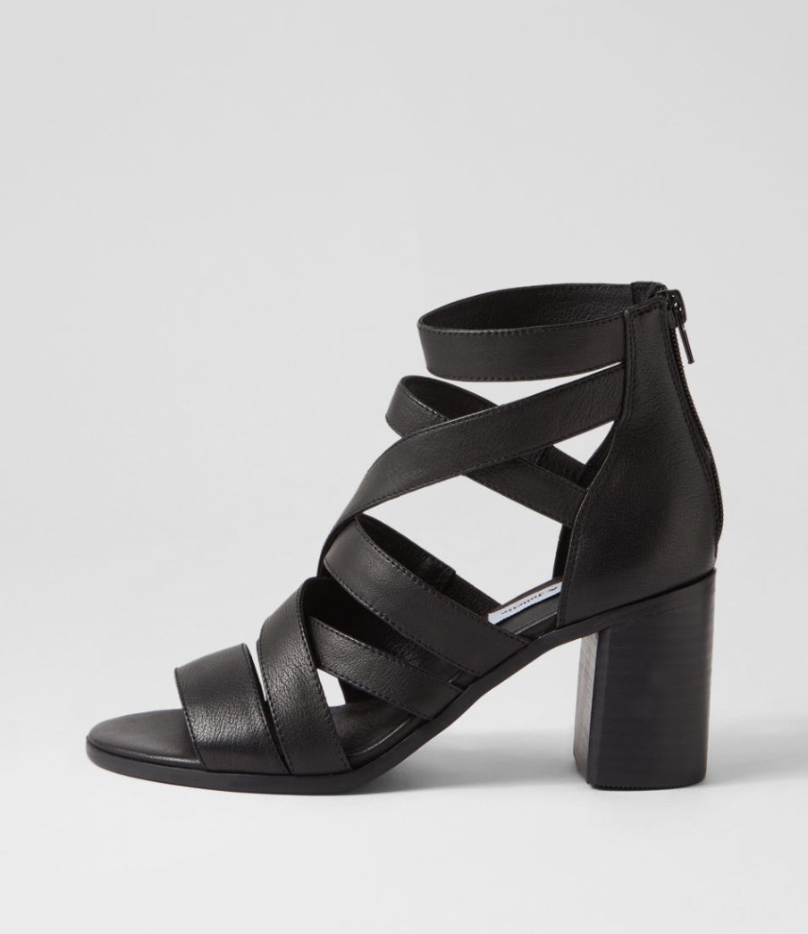 DJANGO & JULIETTE Sadals Black Leather Sandals | Heels