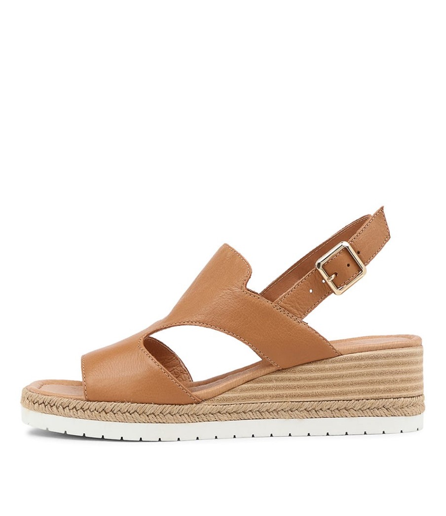 DJANGO & JULIETTE Ilorin Dark Tan Leather Sandals | Espadrilles