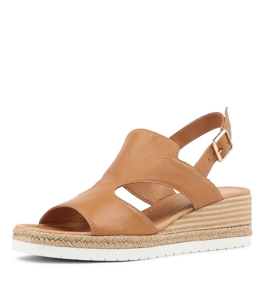 DJANGO & JULIETTE Ilorin Dark Tan Leather Sandals | Espadrilles